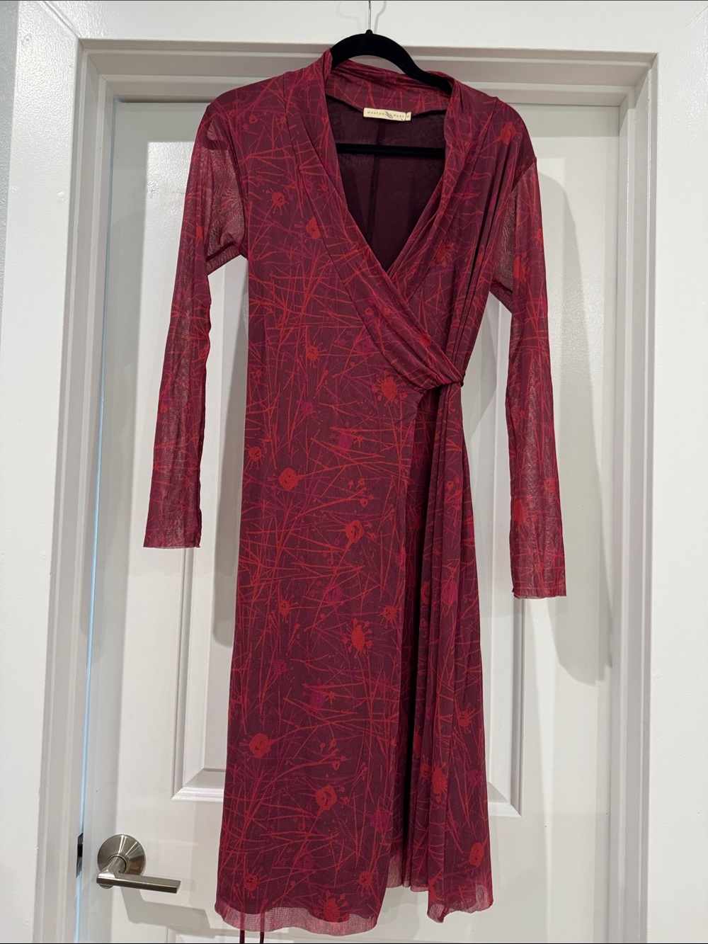 Weston Wear Burgundy and Red Wrap Long Sleeve Dress
